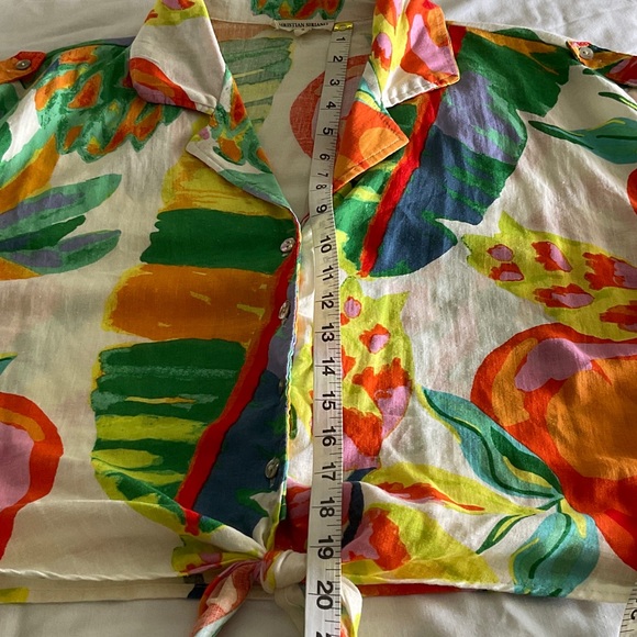 Christian Siriano Colorful Floral Tie-Front Blouse - Picture 6 of 6